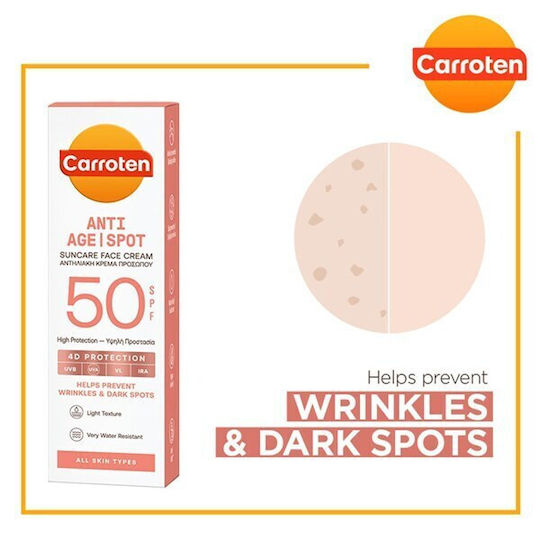Carroten Anti-Age | Anti-Spot Αδιάβροχη Αντηλιακή Κρέμα Προσώπου SPF50 50ml
