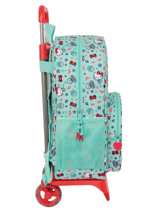 Geantă școlară cu roți Hello Kitty Sea Lovers turcoaz 33 x 42 x 14 cm
