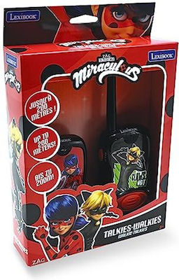 Tbd Lexibook - Miraculous Walkie Talkies, 200m, Communication Set For Kids, 2 Communication Channels, Belt Clip, Black/red, Tw12mi