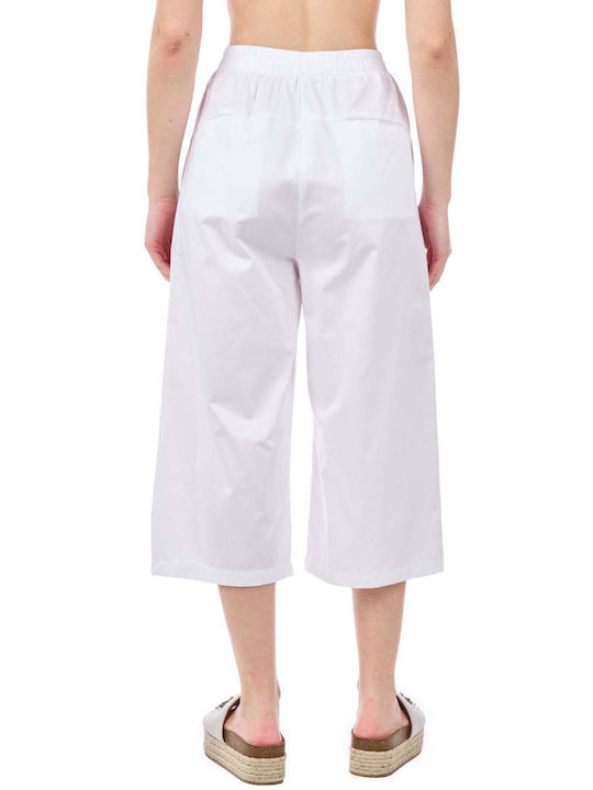 Collectiva Noir Pants Women's High Waist Culottes with Elastic White