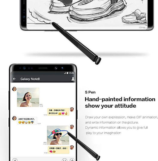 Touch Stylus S Pen Digitală pentru Galaxy Note 8 de culoare Negru
