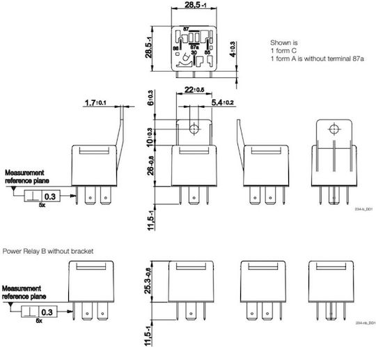 Ρελέ (relay) Αυτοκινήτου Spdt Ucoil 24v Dc 50a V23234-a0004-x051 ( 5 Επαφές )