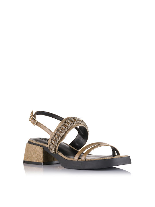 Liu Jo Fabric Women's Sandals with Strass Khaki