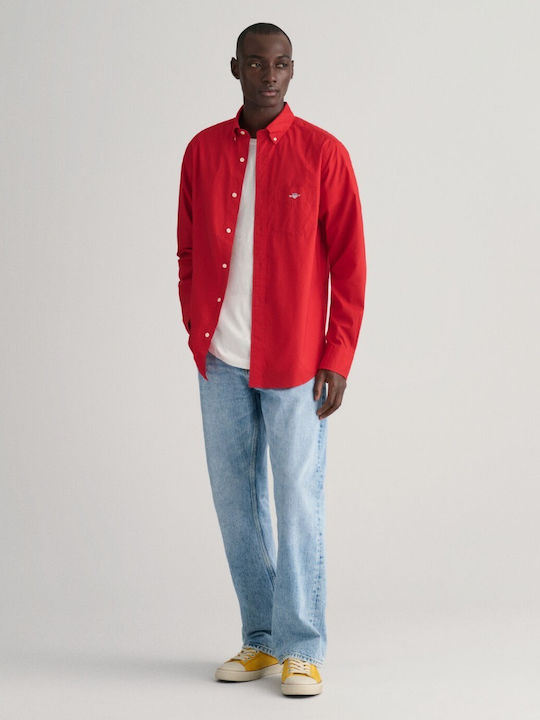 Long-sleeved Cotton Shirt Red