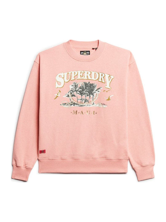 Superdry Travel Souvenir Sweatshirt pentru femei W2012101a-9qs (9qs/peach Pink Marl)