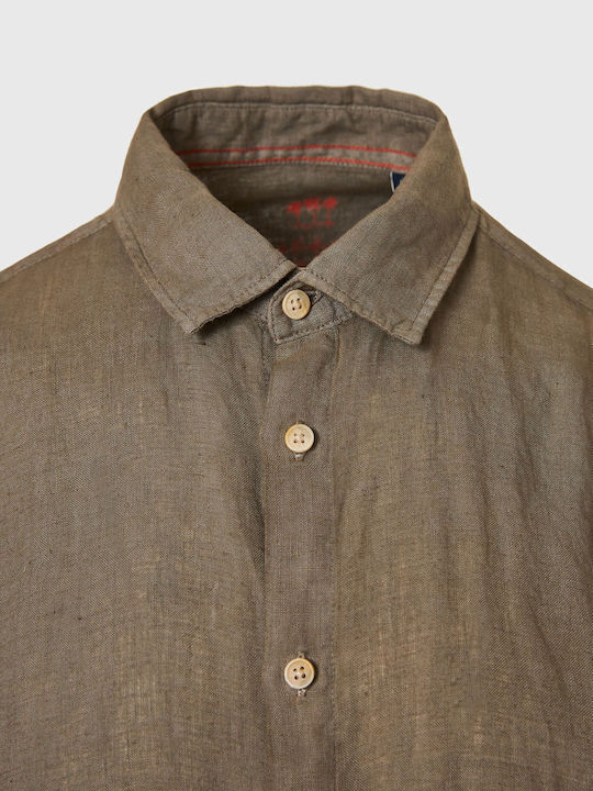 Short-sleeved Linen Shirt Brown