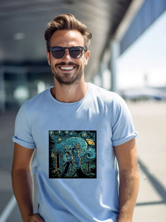 Blaues Tshirt Rick And Morty Van Gogh Original Fruit Of The Loom 100% Baumwolle No20