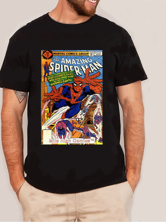 Tricou negru Spiderman Comics Original Fruit Of The Loom 100% bumbac No20