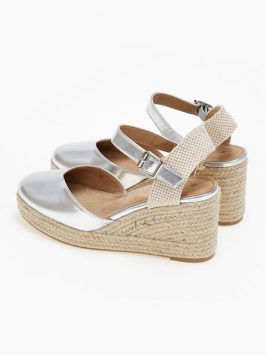 Issue Fashion Platforme dama în stil espadrile Argint