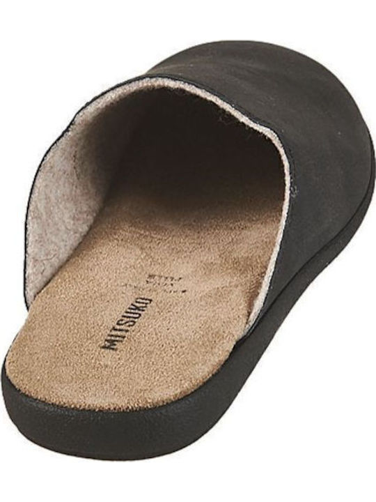 Men's Leather Slippers Black