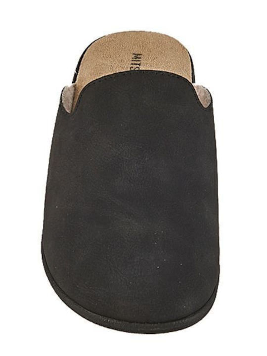 Men's Leather Slippers Black