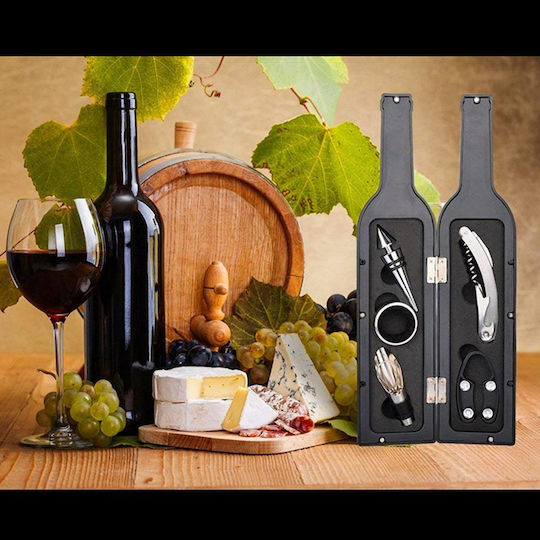 Set Of 6 Wine Accessories, Zola®, Glass-shaped, Black, 32.5x7x1.7 Cm