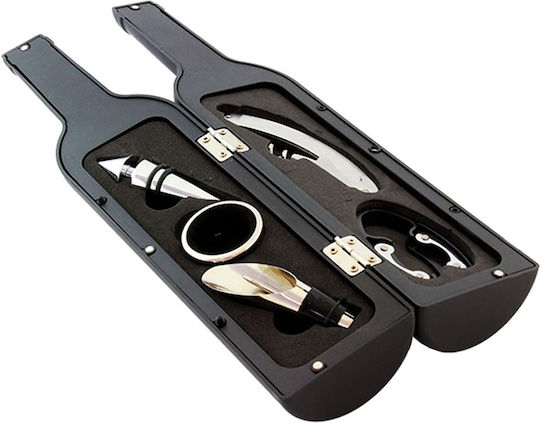 Set Of 6 Wine Accessories, Zola®, Glass-shaped, Black, 32.5x7x1.7 Cm