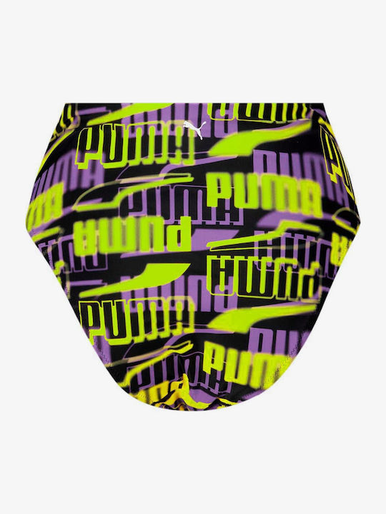 Puma Swim Women Printed High Waist Brief 1p - Black 938345-01 - Black Combo