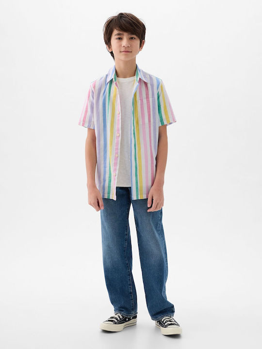 Kids Striped Shirt Short Sleeve multi color stripe