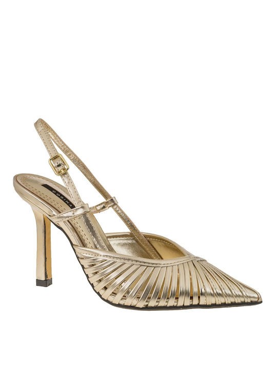 Corina Gold High Heels with Strap