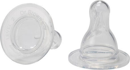 Dr. Brown's Natural Flow Options Level 2 Silicone Bottle Teats Medium Flow for 3+ Months 2 Pieces