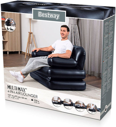 Bestway Inflatable Chair Black 191 X 38 X 25 Cm