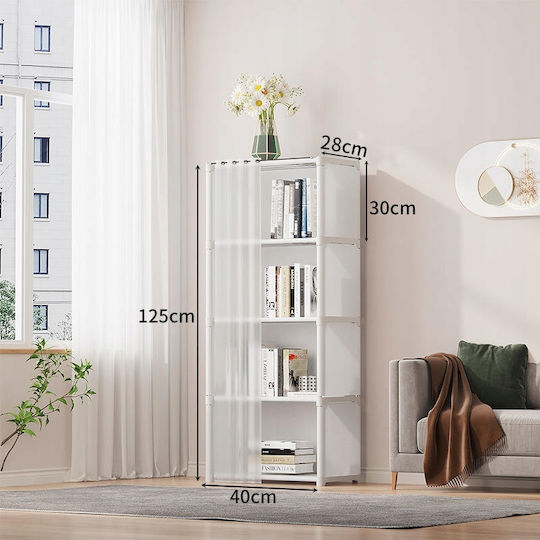 Single Door Wardrobe Sliding White 40x28x125cm