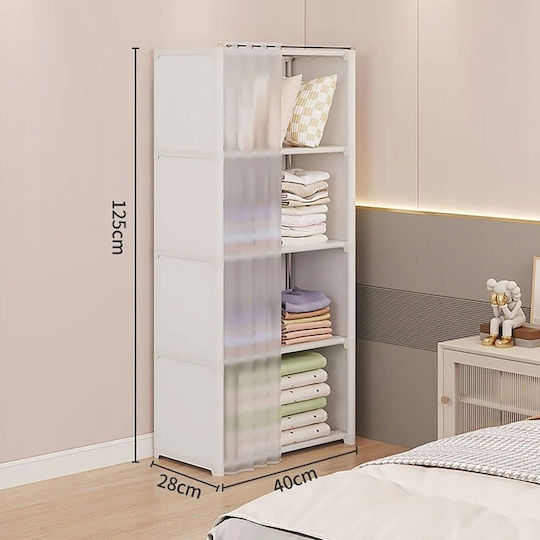 Single Door Wardrobe Sliding White 40x28x125cm
