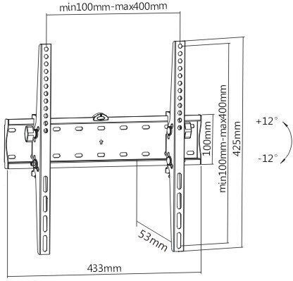 Blackmount TILT400 Βάση Τηλεόρασης Τοίχου έως 55" και 40kg