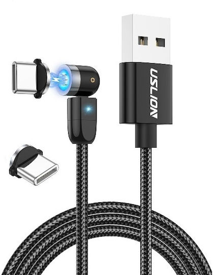 540° Unghi (90°) / Magnetic Cablu USB la Type-C cu mai multe porturi 3.1A Negru 2m