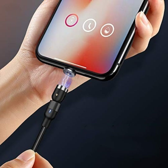 540° Unghi (90°) / Magnetic Cablu USB la Type-C cu mai multe porturi 3.1A Negru 2m