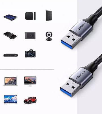 Ugreen USB 3.0 Cablu USB-A de sex masculin - USB-A de sex masculin Gri 0.5m HU-6957303887897