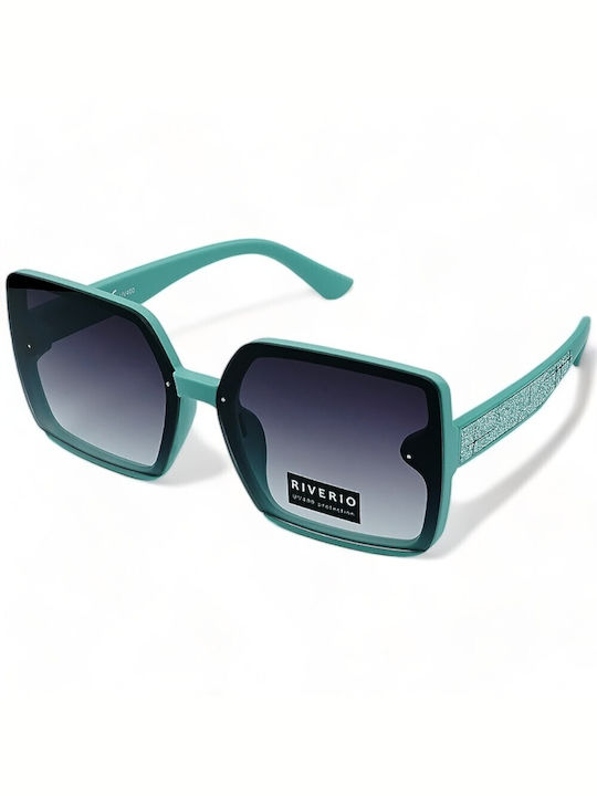 Optosquad Women's Sunglasses with Green Plastic Frame and Turquoise Gradient Lens 4221-2