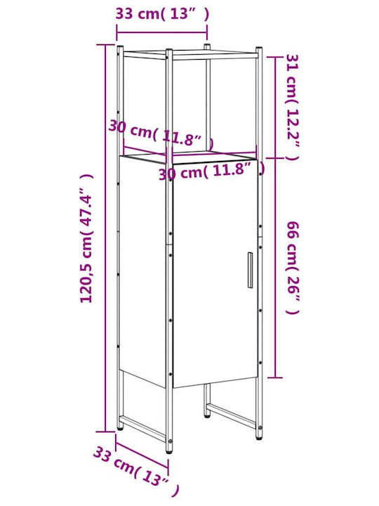 vidaXL Επιδαπέδια Ραφιέρα Μπάνιου Ξύλινη 33x33x120.5cm Καφέ
