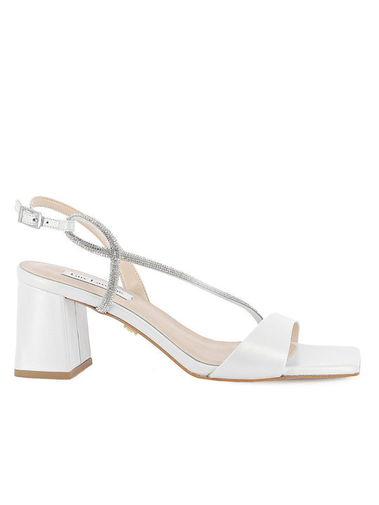 Guy Laroche Leather Women's Sandals 475-04x White with Medium Heel