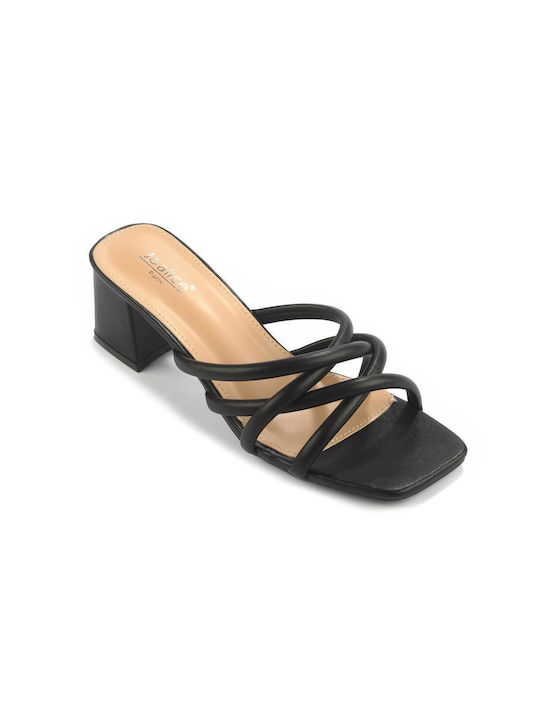 Slipper with thin straps and square heel Fshoes At0691.00 - Fshoes - Black