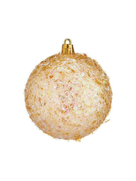 Krist+ Christmas Hanging Ball Ornament Plastic Gold With Gold Dust With Beads Gold