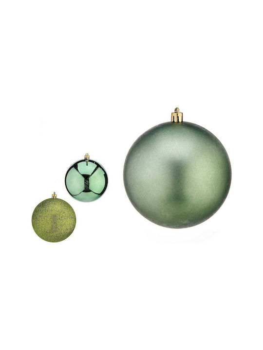 Krist+ Christmas Hanging Ball Ornament Plastic Green With Gold Dust With Beads Green