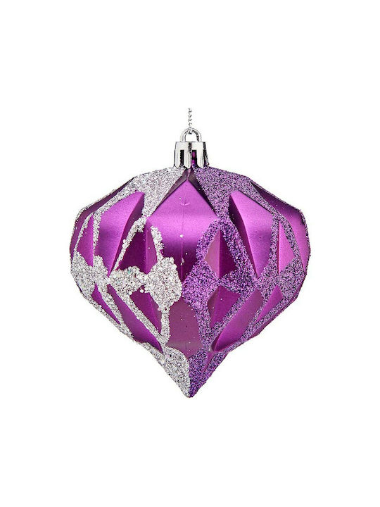 Krist+ Christmas Hanging Ball Ornament Plastic Purple With Gold Dust With Beads Purple