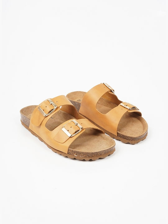 Flivver Leather Women's Flat Sandals Camel