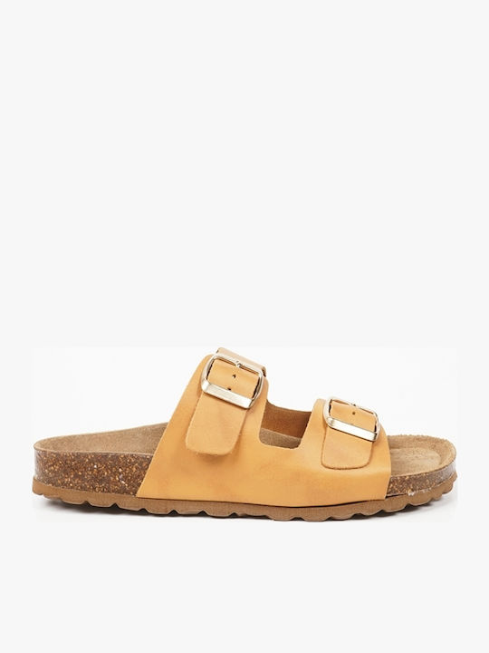 Leather Women's Flat Sandals Camel