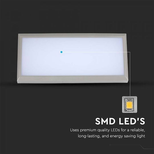 V-TAC Wall-Mounted Outdoor Ceiling Light LED IP65 20W with Cool White Light 31.9x17x11.4εκ.