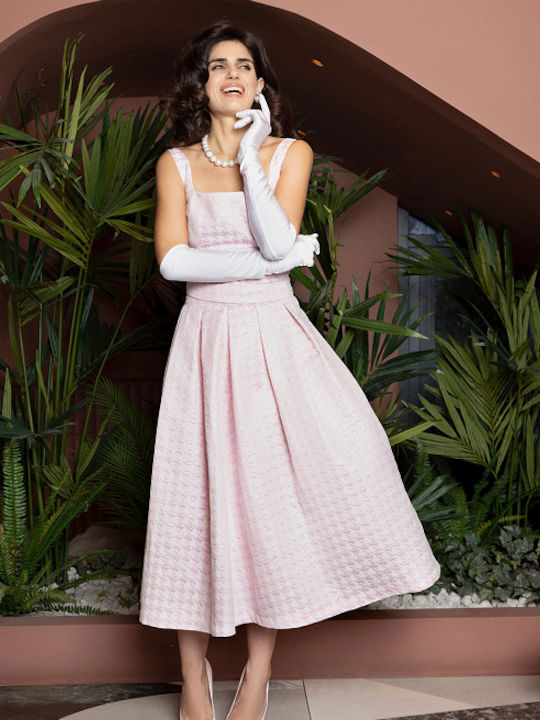 Desiree Midi Skirt Checked in Pink color