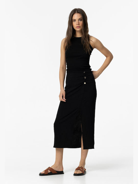 Tiffosi Hohe Taille Maxi Rock in Schwarz Farbe