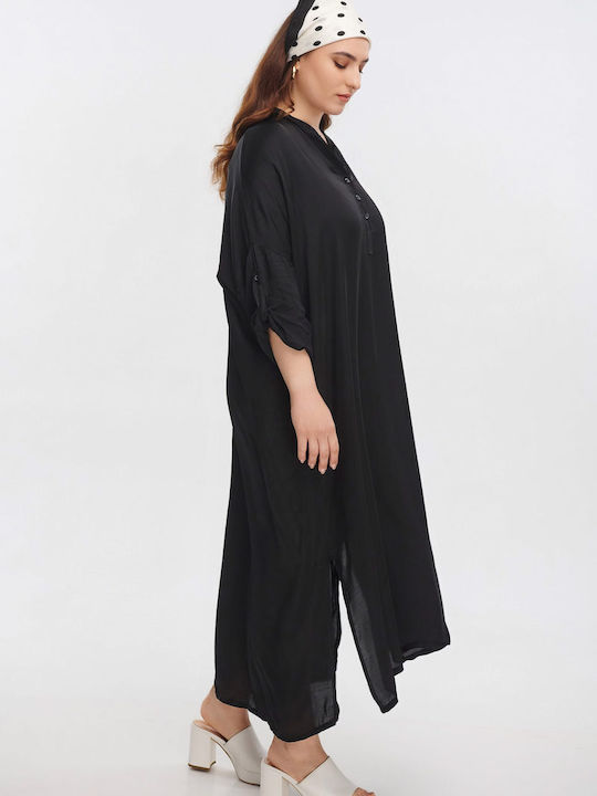 Jucita Summer Midi Shirt Dress Dress Black