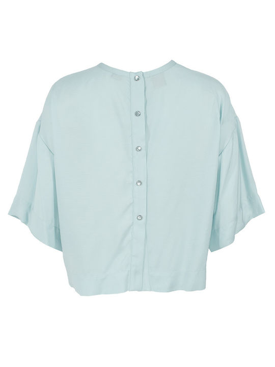 Pinko Damen Sommer Bluse mit Knöpfen blue