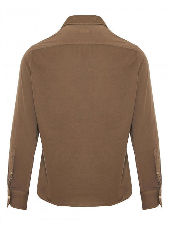 Sonrisa Men's Shirt Long Sleeve Cotton Brown