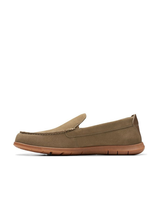 Clarks Step Suede Ανδρικά Μοκασίνια σε Πράσινο Χρώμα