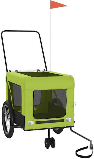 vidaXL Fahrradanhänger für Hunde bis 45kg Grün L123xB66xH63cm.