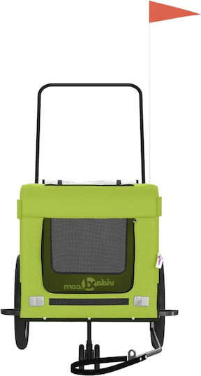 vidaXL Fahrradanhänger für Hunde bis 45kg Grün L123xB66xH63cm.