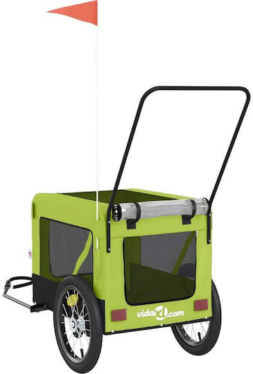 vidaXL Fahrradanhänger für Hunde bis 45kg Grün L123xB66xH63cm.