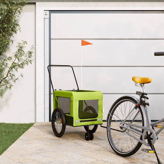 vidaXL Fahrradanhänger für Hunde bis 45kg Grün L123xB66xH63cm.