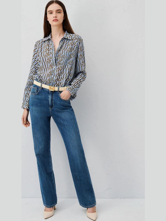 Women's Silky Long Sleeve Shirt Blue