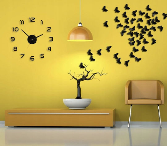3D Silent Wall Clock Mirror Black